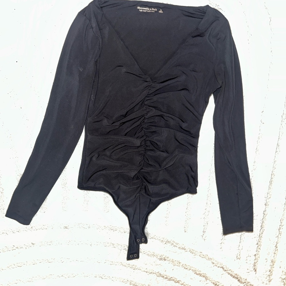 Abercrombie & Fitch Black Ruched Bodysuit